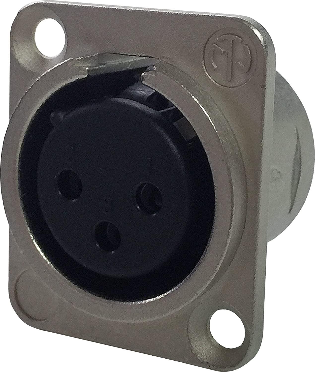 Neutrik - Conector XLR Hembra 3 Polos Serie D Para Chasis Mod.NC3FD-L-1_4