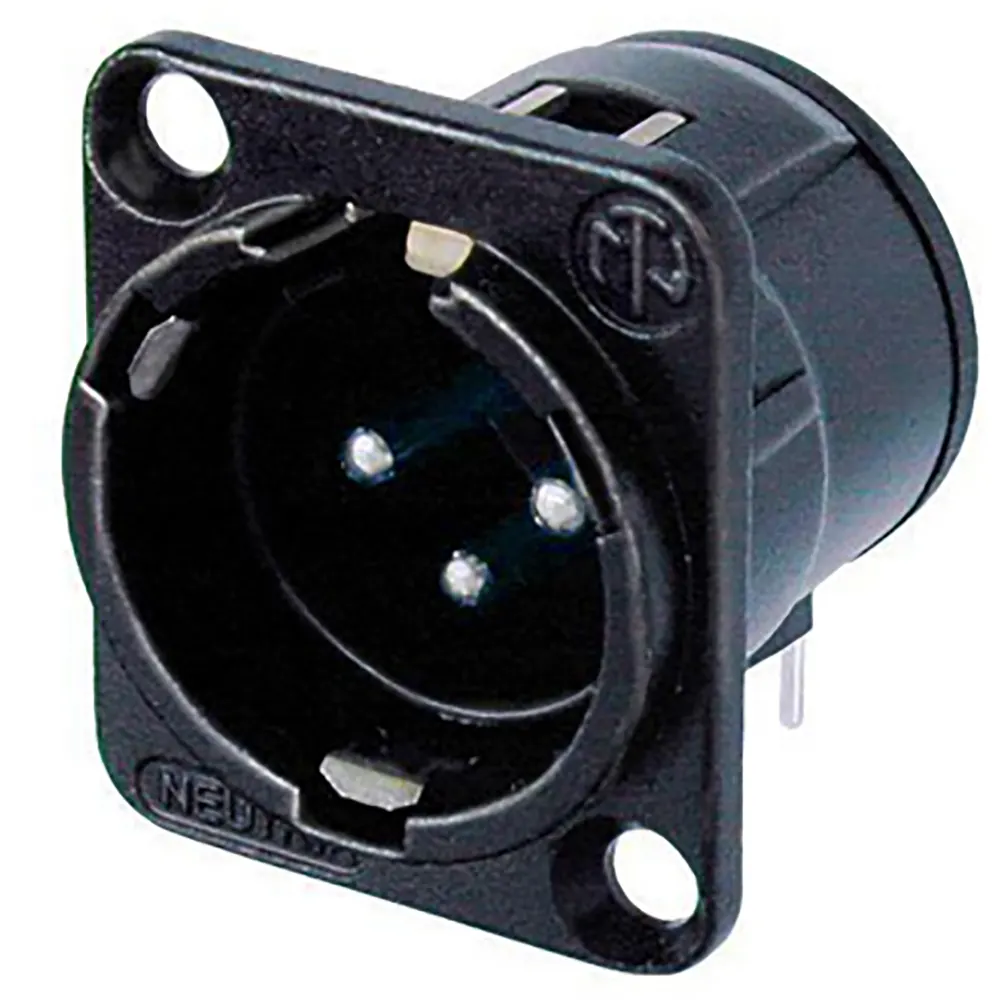 Neutrik - Conector XLR Macho 3 Polos Serie D Montaje PCB Horizontal Mod.NC3MD-H-BAG