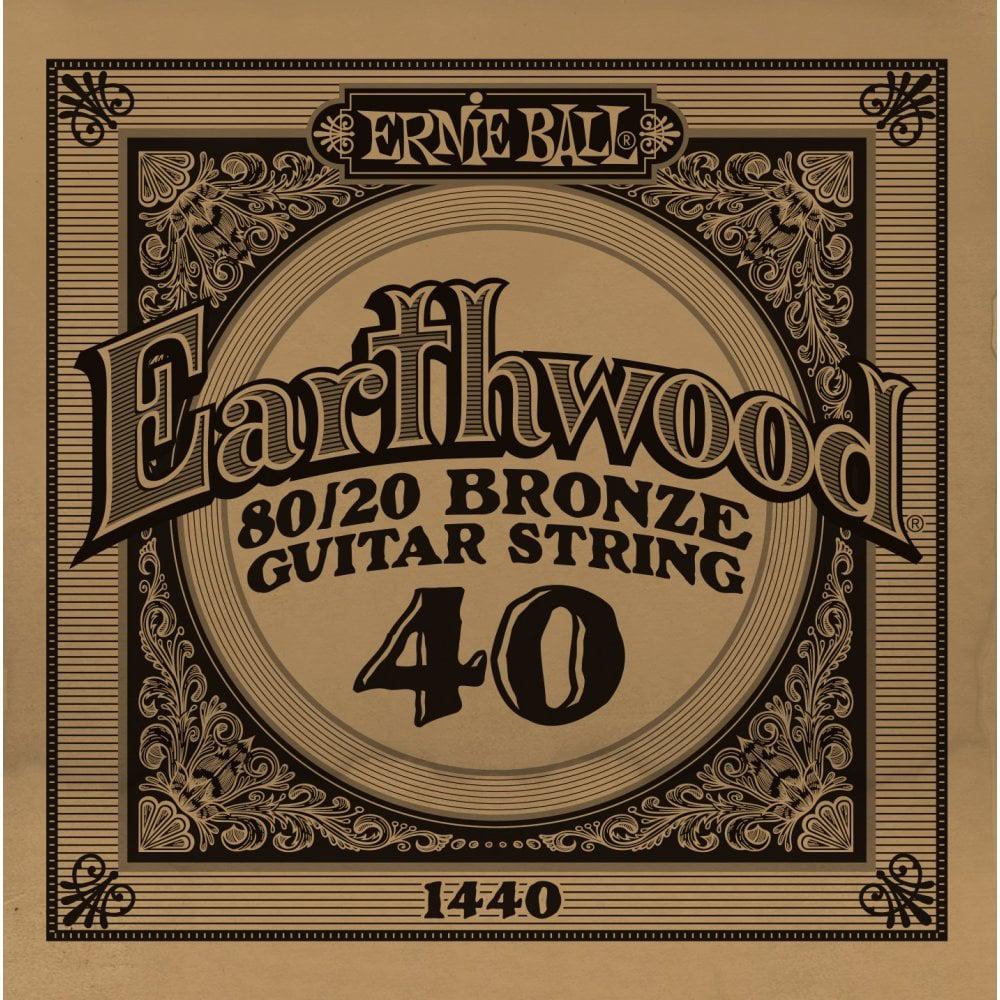 Ernie Ball - Cuerdas Earthwood para Guitarra Acústica, 6 Piezas Bronce .040 Mod.1440