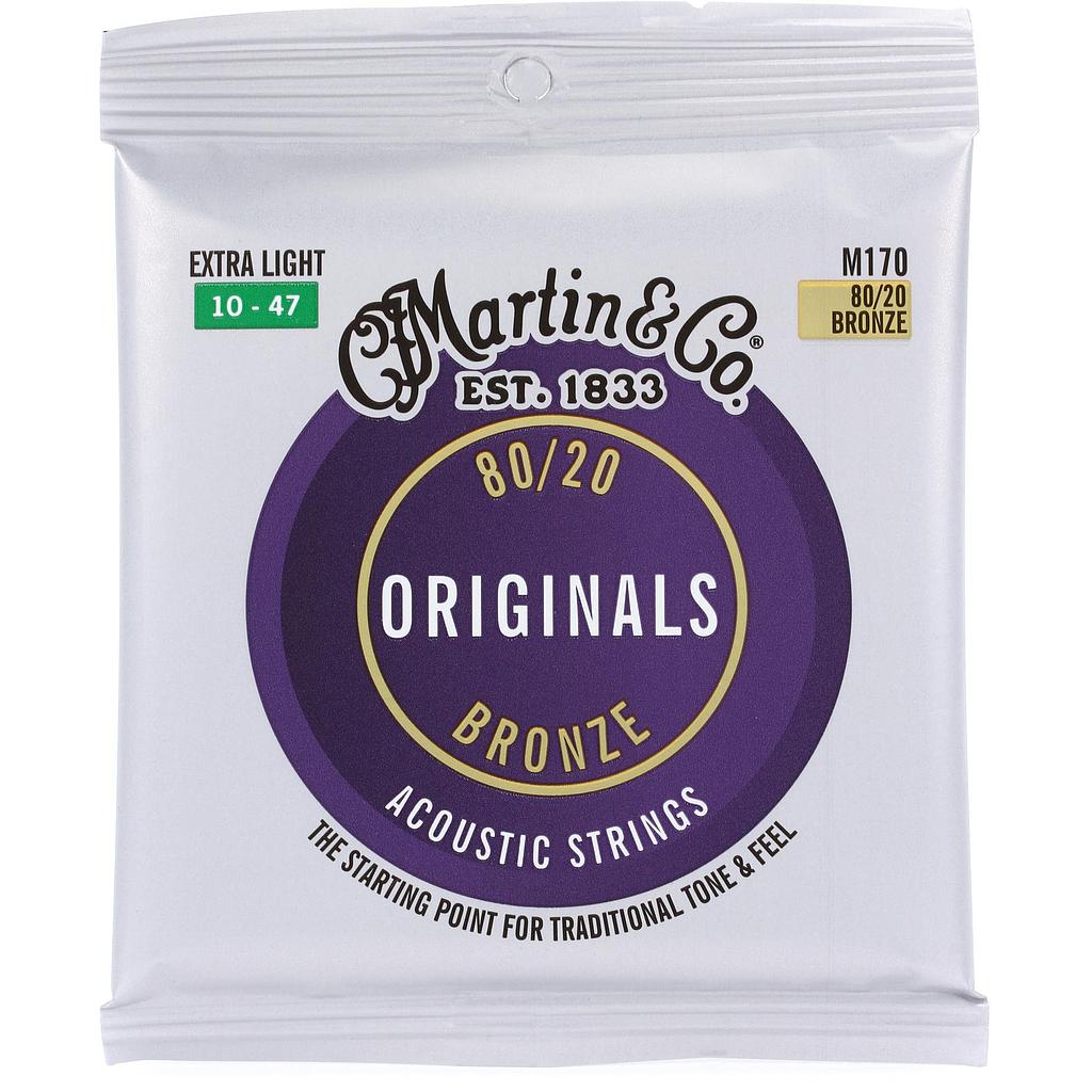 Martin - Encordado Originales Series para Guitarra Acústica, Extra Light 10-47 Mod.M170