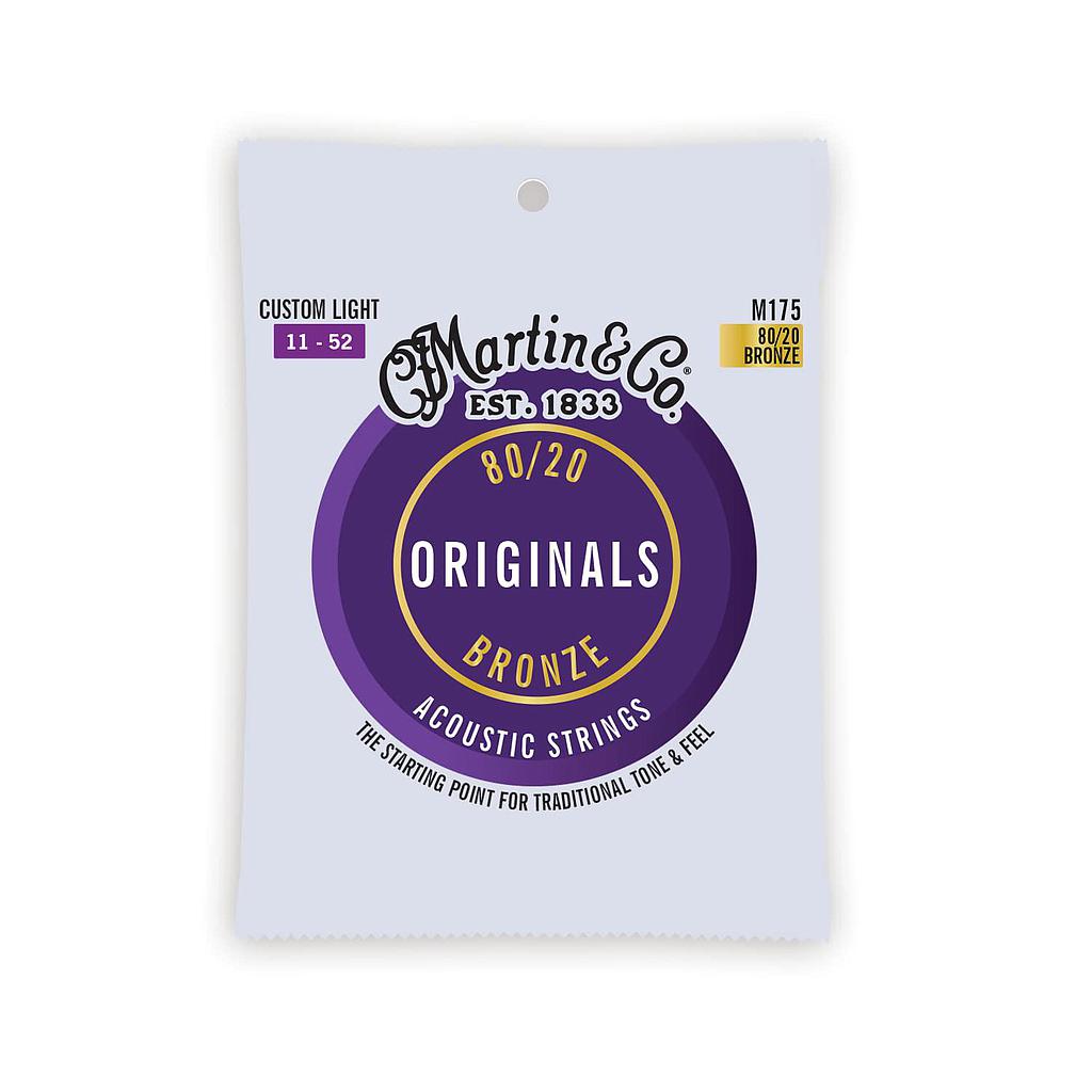 Martin - Encordado Originals Series para Guitarra Acústica, Custom Light 11-52 Mod.M175