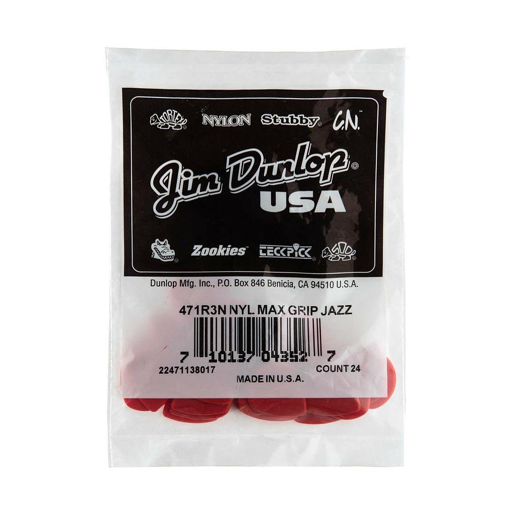 Dunlop - Plumillas Max Gripp Jazz III Nylon, 24 Piezas Mod.471R3