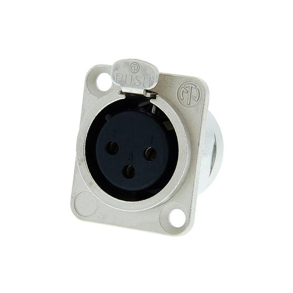Neutrik - Conector XLR Hembra 3 Polos Serie D Para Chasis Mod.NC3FD-L-1