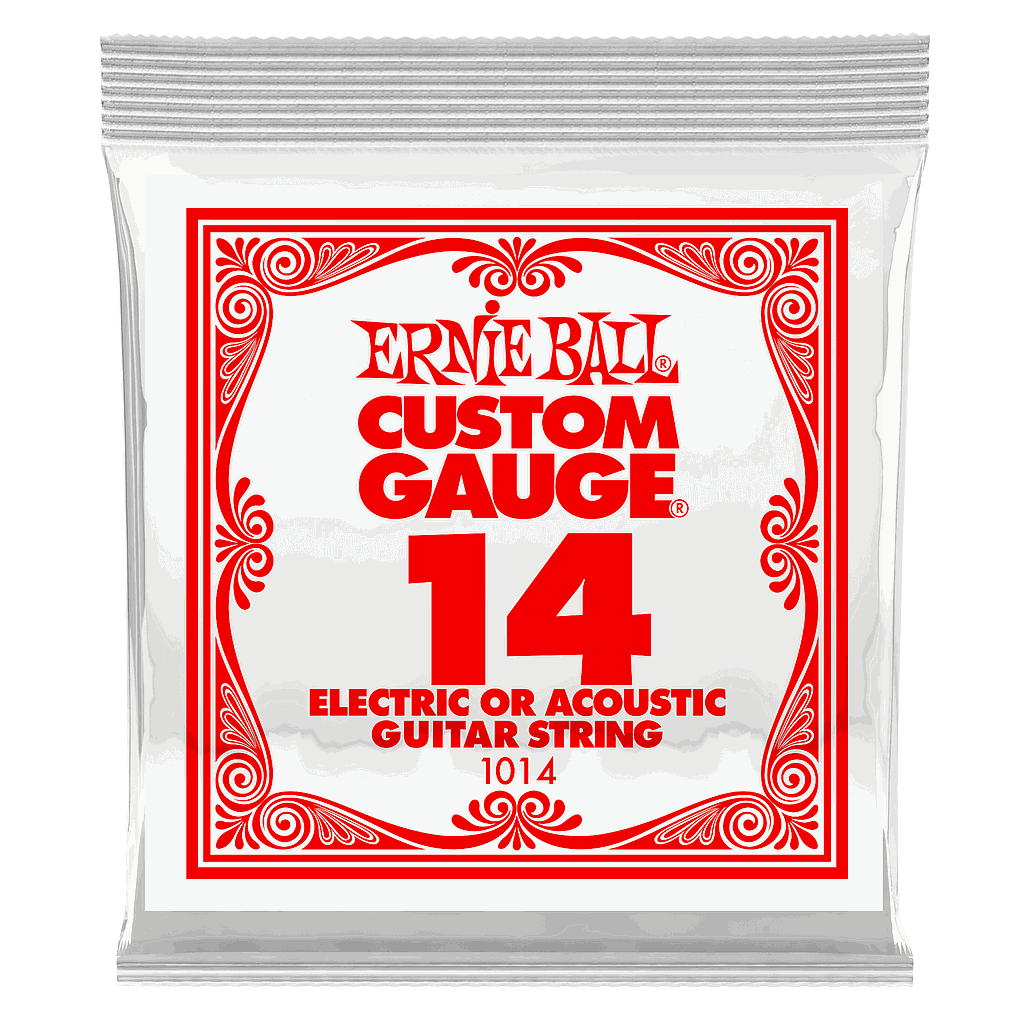 Ernie Ball - Cuerdas Custom para Guitarra Eléctrica, 6 Piezas Acero .014 Mod.1014