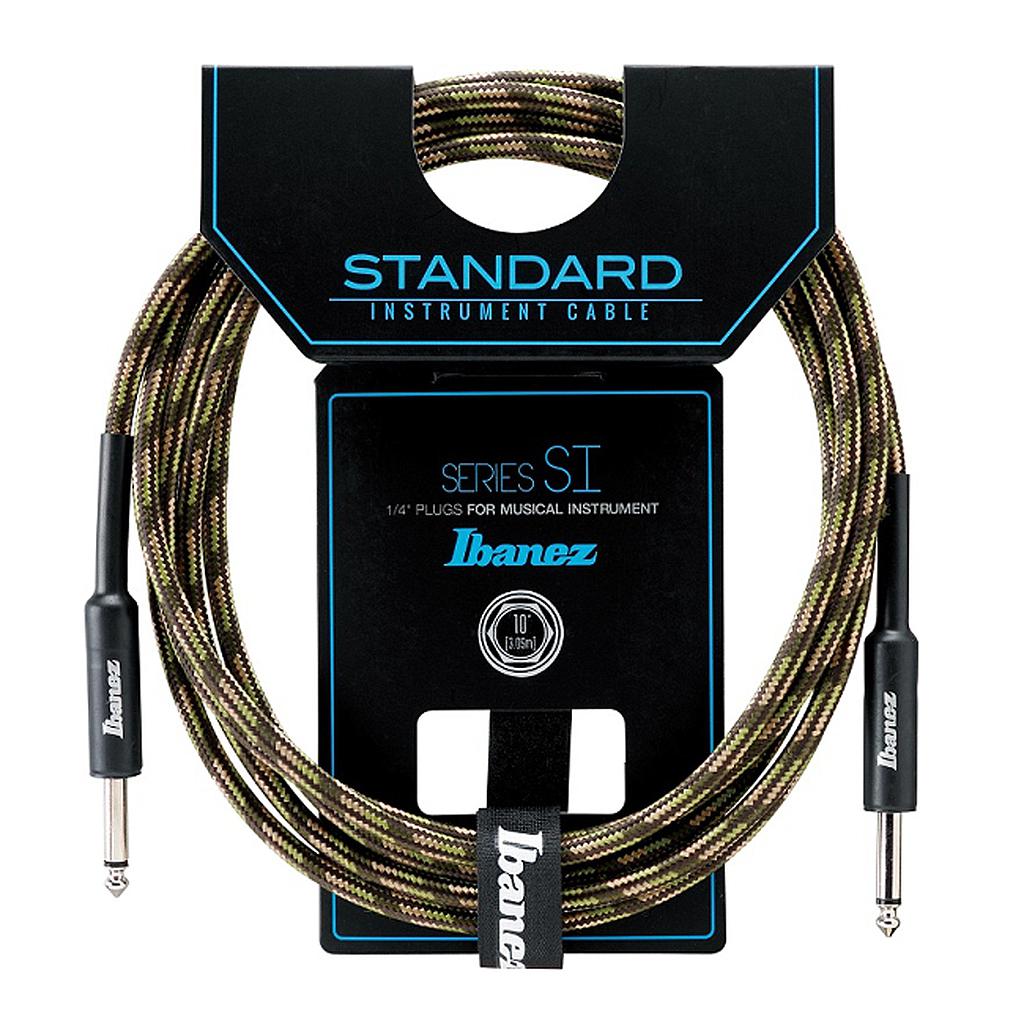 Ibañez - Cable para Instrumento SI, Negro/Verde Recto/Recto Mod.SI__-CGR