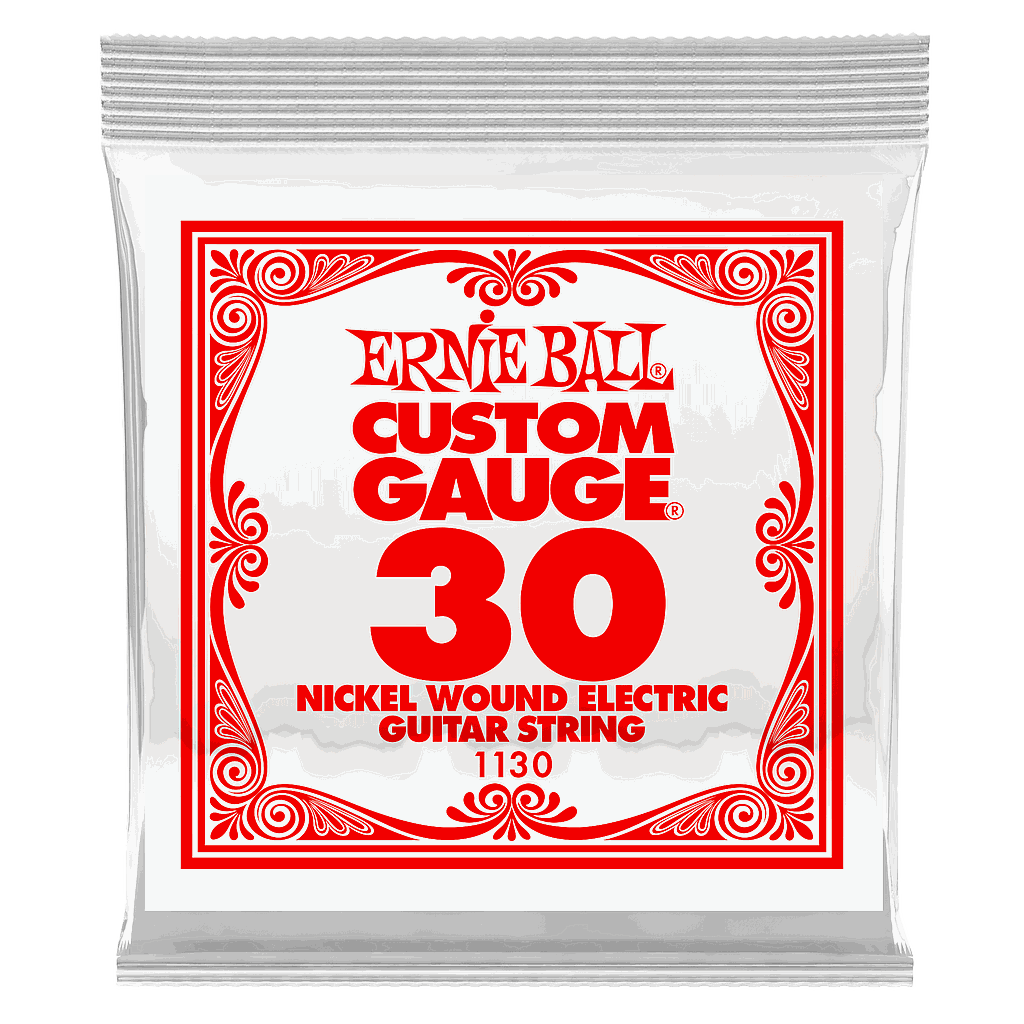 Ernie Ball - Cuerdas Custom para Guitarra Eléctrica, 6 Piezas Nickel .030 Mod.1130