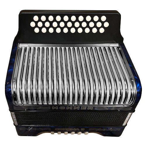 Hohner - Acordeon Corona II Diatónico Sol-Do-Fa, Color: Azúl con Mochila Mod.A5624_26