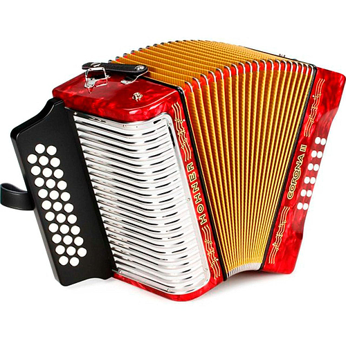 Hohner - Acordeon Corona II Diatónico Sol-Do-Fa, Color: Rojo con Mochila Mod.A5623_31