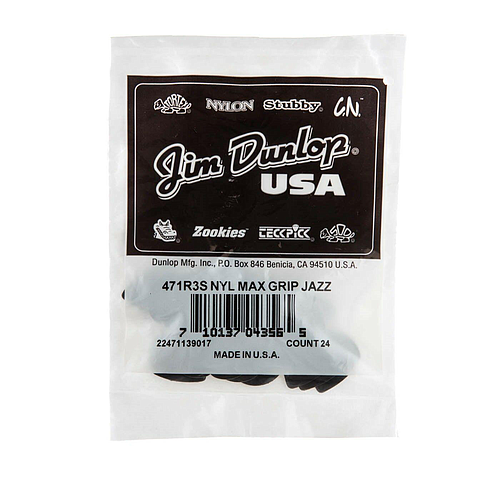 Dunlop - 24 Plumillas Max Gripp Jazz III, Color: Negro Mod.471R3S_8