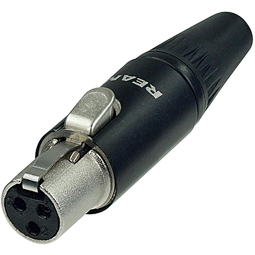Rean - Conector XLR Tiny Hembra para Cable de 3 Polos,Contactos: Chapa de Oro Mod.RT3FC-B-W-D