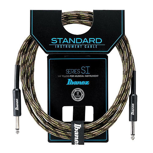 Ibañez - Cable para Instrumento SI, Negro/Verde Recto/Recto Mod.SI__-CGR
