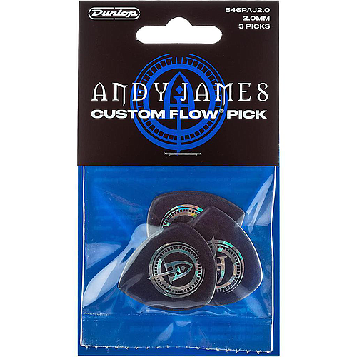 Dunlop - 3 Plumillas Andy James para Guitarra, Tamaño: 2.0 mm Mod.546PAJ200